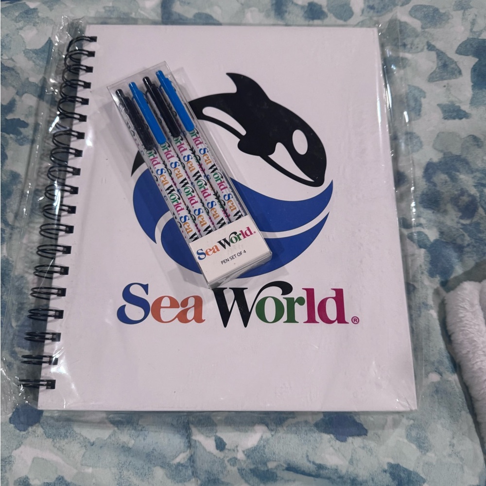 SeaWorld Spiral Notebook and Pen Set pride, Rainbow letters logo
